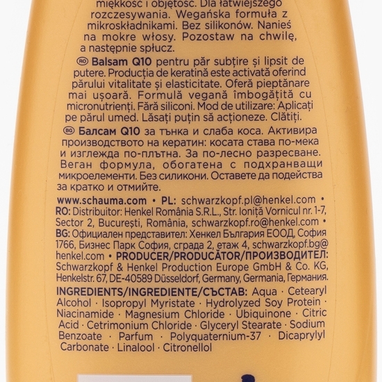 Balsam Q10 cu micronutrienți pentru păr subțire și lipsit de putere 200ml
