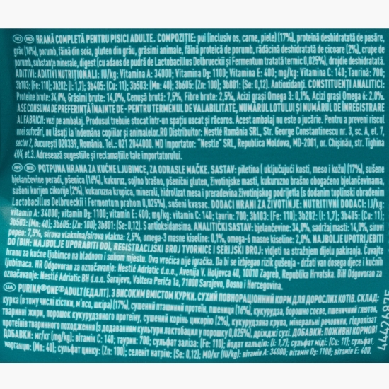 Hrană uscată pentru pisici adulte One, 750g, cu pui și cereale integrale