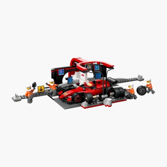 Boxă și mecanici F1 cu mașină Ferrari, 60443 City, 322 piese, +6 ani