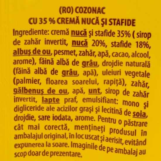 Cozonac cremă de nucă și stafide 400g
