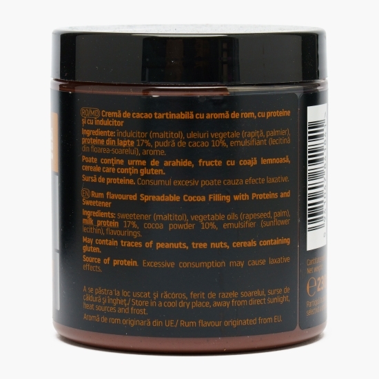 Cremă tartinabilă proteică, cu cacao și aromă de rom 230g