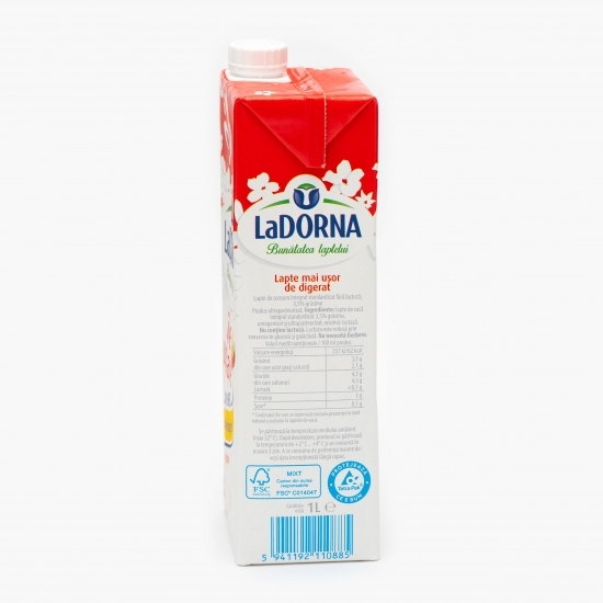 Lapte UHT fără lactoză, 3.5% grăsime, „Zile ușoare” 1l