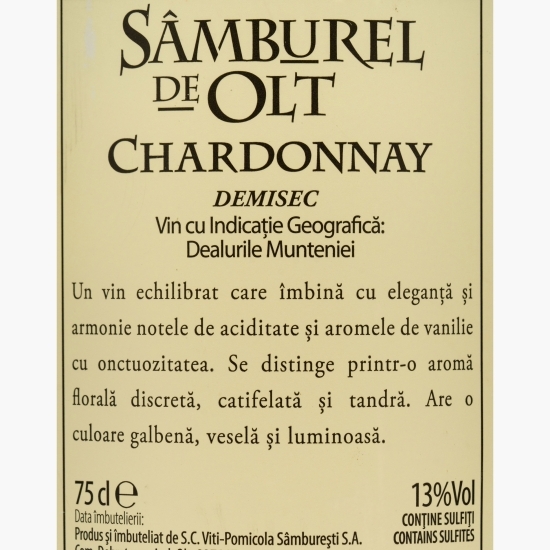 Vin demisec Chardonnay, 13%, 0.75l