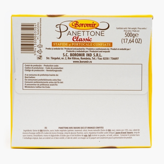 Panettone Classic cu stafide și portocale confiate 500g