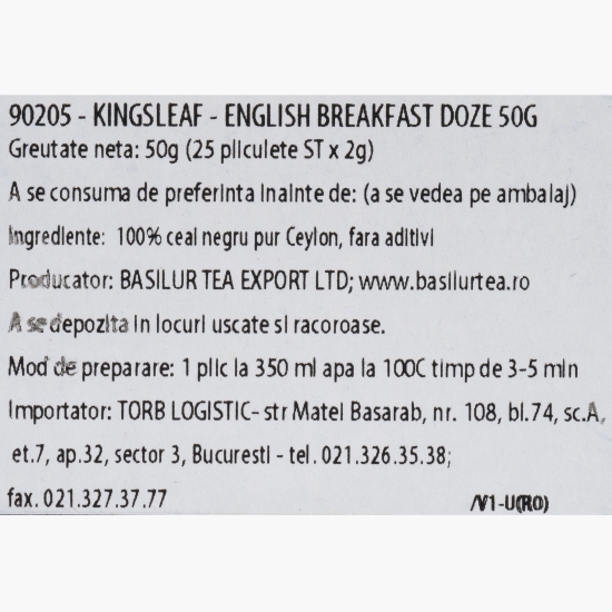 Ceai negru English Breakfast, 25 plicuri