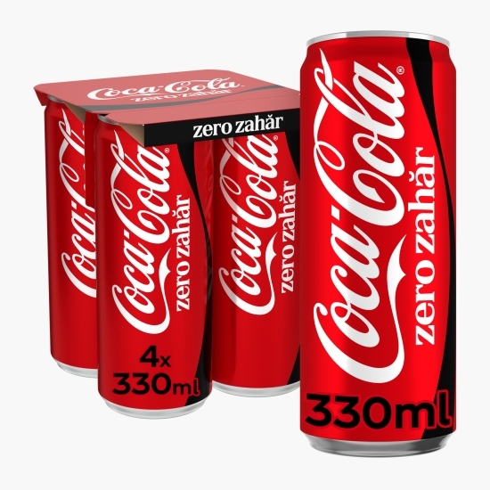 Băutură carbogazoasă cola zero zahăr doză 4x330ml