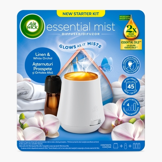 Difuzor de parfum cu uleiuri esențiale Aroma Mist Așternuturi Proaspete & Orhidee albă 20ml