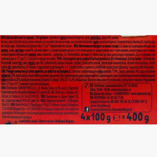Iaurt de băut cu căpșuni 4x100g
