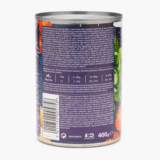 Hrană umedă pentru câini, 400g, Super Foods pui și legume
