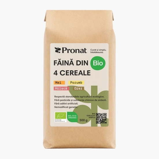 Făină eco din 4 cereale (mei, porumb, orez, hrișcă), fără gluten 500g