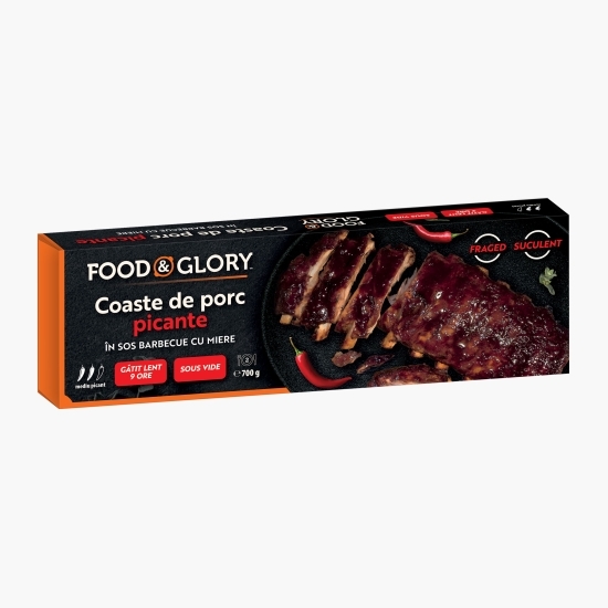 Coaste de porc picante în sos barbecue cu miere, gătite lent 700g