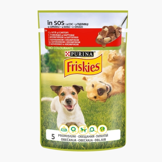 Hrană umedă pentru câini adulți, 100g, cu vită și cartofi în sos