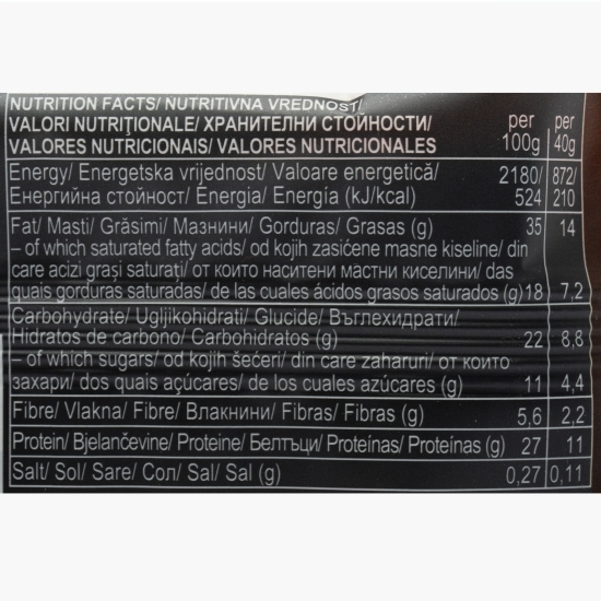 Baton proteic eco cu arahide, acoperit cu ciocolată, vegan 40g