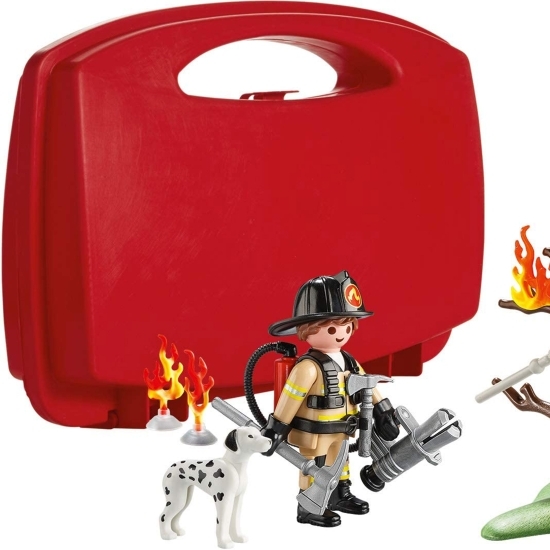 Set portabil figurine - Pompier și cățel, 4+ ani