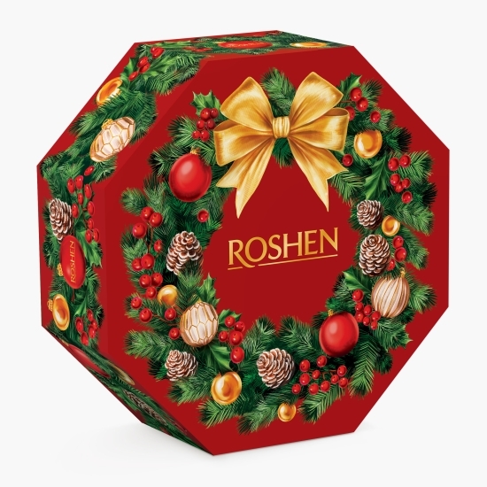 Set cadou dulciuri Coroniță de Crăciun 599g