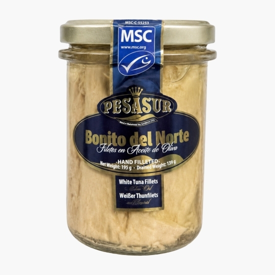 File de ton alb în ulei de măsline Bonito del Norte 195g