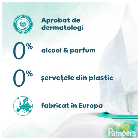 Șervețele umede Harmonie Aqua, 3 pachete x 48, 144 buc, 0% plastic