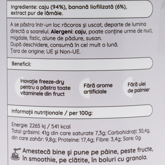 Cremă de caju și banane Banana Bread, 300g