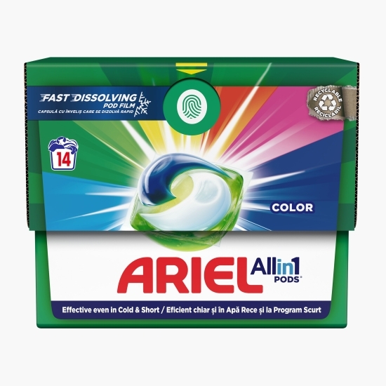 Detergent de rufe capsule Ariel All-in-One Pods Color, 14 spălări