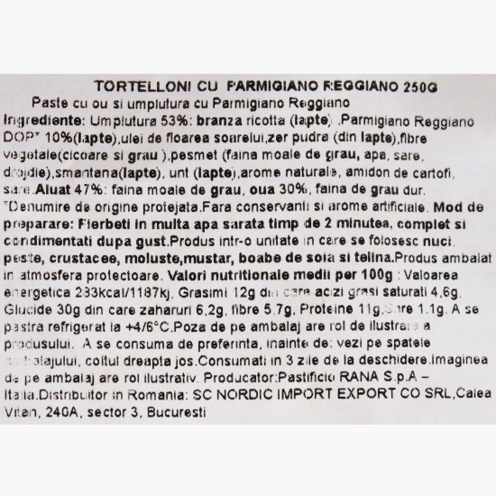 Paste proaspete Tortelloni umplute cu parmezan 250g