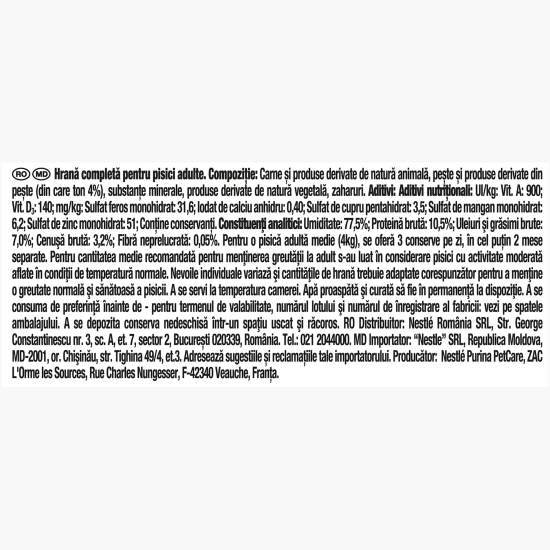 Hrană umedă pentru pisici, mousse, 85g, cu ton