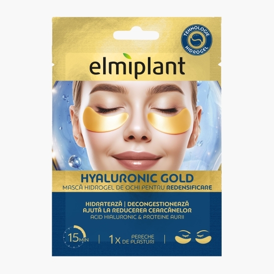 Mască hidrogel pentru ochi cu acid hialuronic și proteine aurii, Hyaluronic Gold