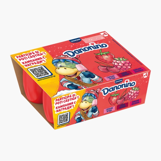 Brânzică de vaci cu piure de căpșuni, cireșe și zmeură 6x50g