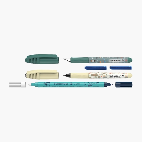 Set stilou + roller Zippi + pic Corry + 2 rezerve/blister verde