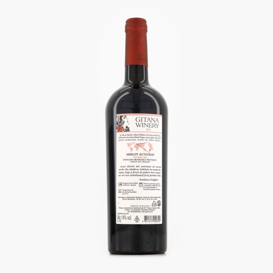 Vin roșu sec Merlot, 14%, 0.75l