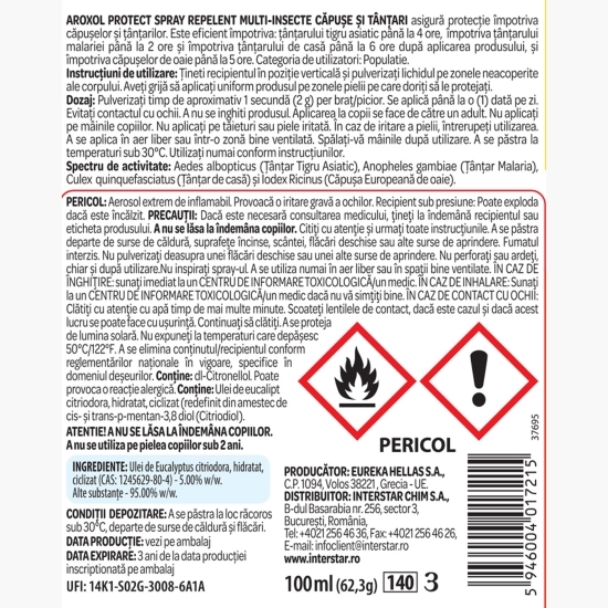 Spray protecție căpușe și țânțari 100ml