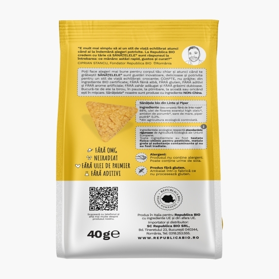 Snacks Sănățele BIO din linte și piper, fără gluten 40g