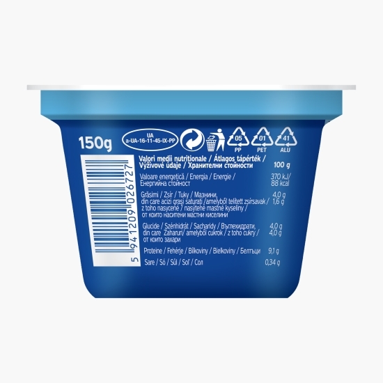 Iaurt grecesc natur proteic, 4% grăsime, 150g