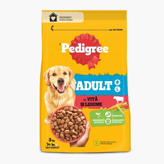 Hrană uscată pentru câini adulți, 3kg, cu vită și legume 