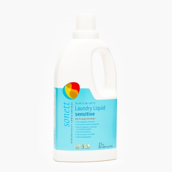 Detergent de rufe lichid bio pentru haine albe și colorate Sensitive, 27 spălări, 2l