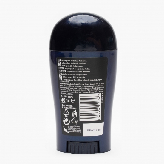 Deodorant antiperspirant stick pentru bărbați Men Black&White Invisible Original 40ml