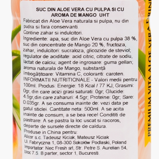 Băutură necarbogazoasă cu aloe vera și mango 0.5l