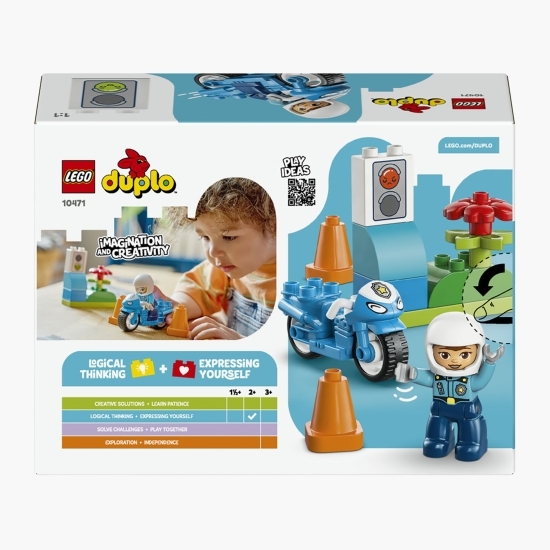 Motocicletă albastră de poliție, 10471 Duplo, 11 piese, +2 ani
