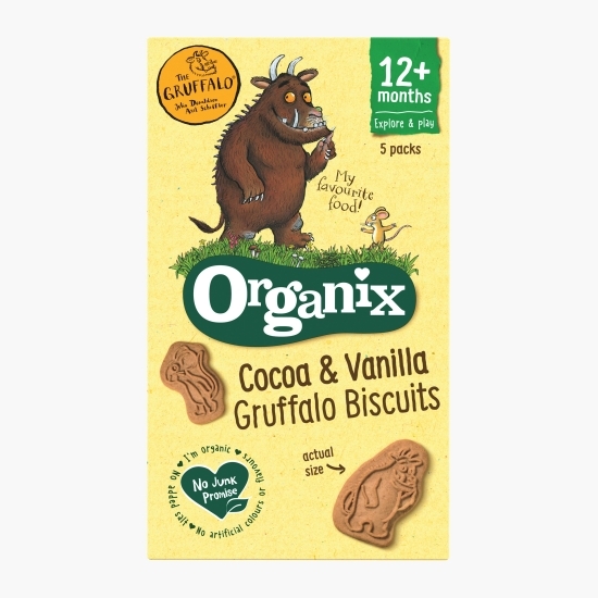 Biscuiți ecologici pentru copii, cu cacao și vanilie, 12+ luni, 100g