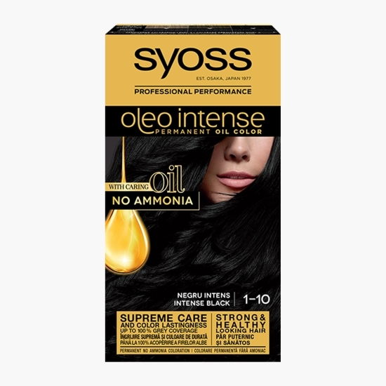 Vopsea de păr permanentă fără amoniac Oleo Intense, 1-10 negru intens, 115ml