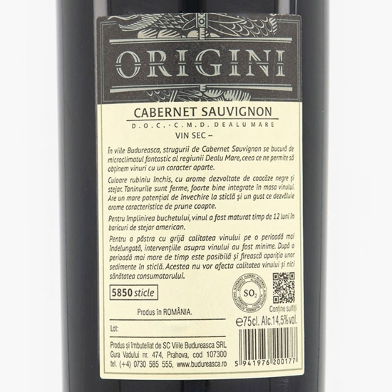 Vin roșu sec Cabernet Sauvignon, 14.5%, 750ml