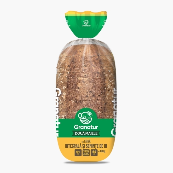Pâine integrală feliată cu semințe de in Două Maiele, 600g