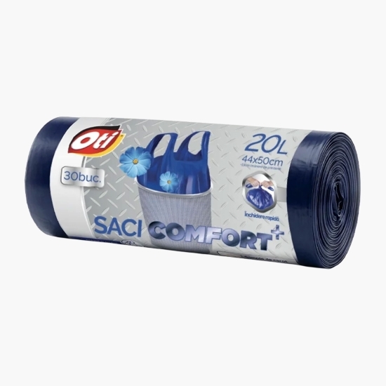 Saci menajeri parfumați, cu mânere Comfort+, albastru, 20l, 30 buc