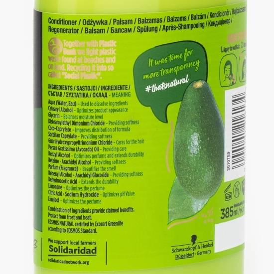 Balsam bio cu ulei de avocado pentru păr deteriorat 385ml