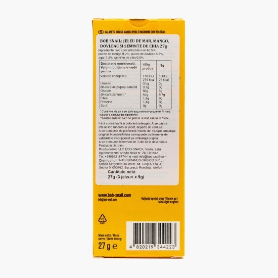 Jeleu natural din mere, mango, dovleac și chia, fără zahăr adăugat 27g
