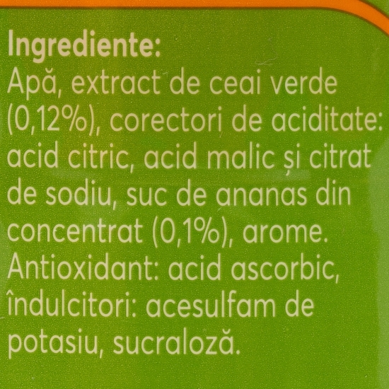 Ceai verde cu ananas, fără zahăr 0.5l
