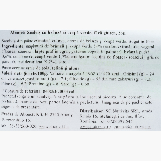 Sandviș cu brânză și chives, fără gluten, 26g