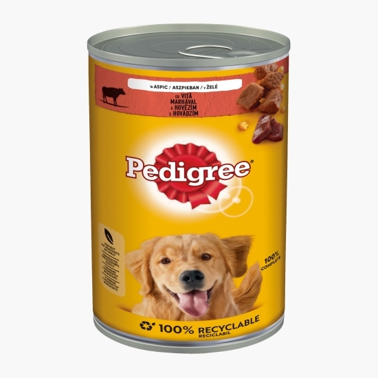 Hrană umedă completă pentru câini adulți, 1200g, cu vită în aspic 