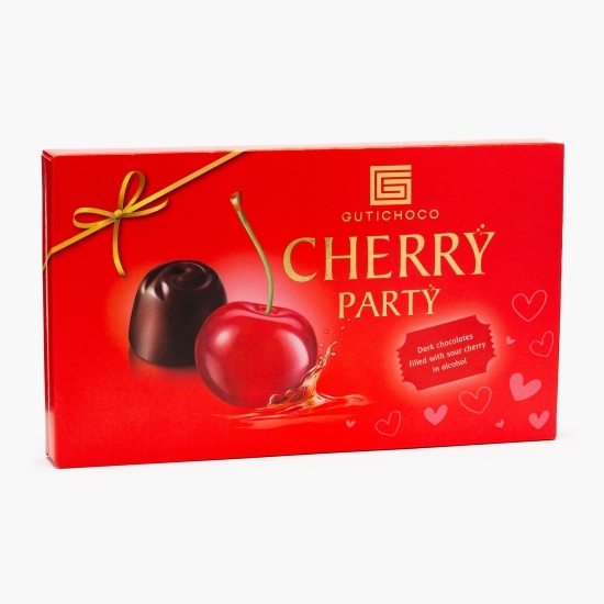 Praline de ciocolată neagră cu vișine în alcool, 187g