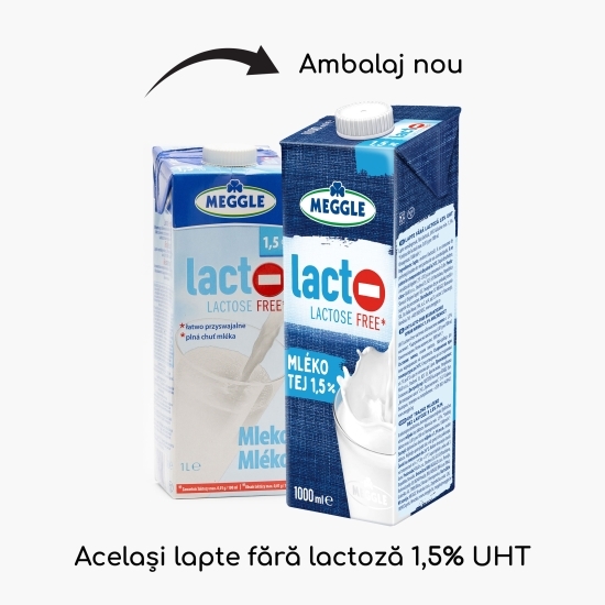 Lapte UHT fără lactoză 1.5% grăsime 1l
