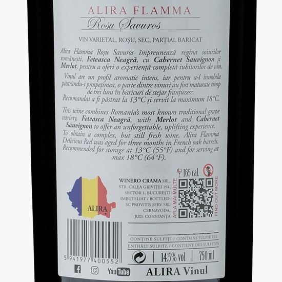 Vin roșu sec Fetească Neagră, Cabernet Sauvignon, Merlot, 14.5%, 0.75l